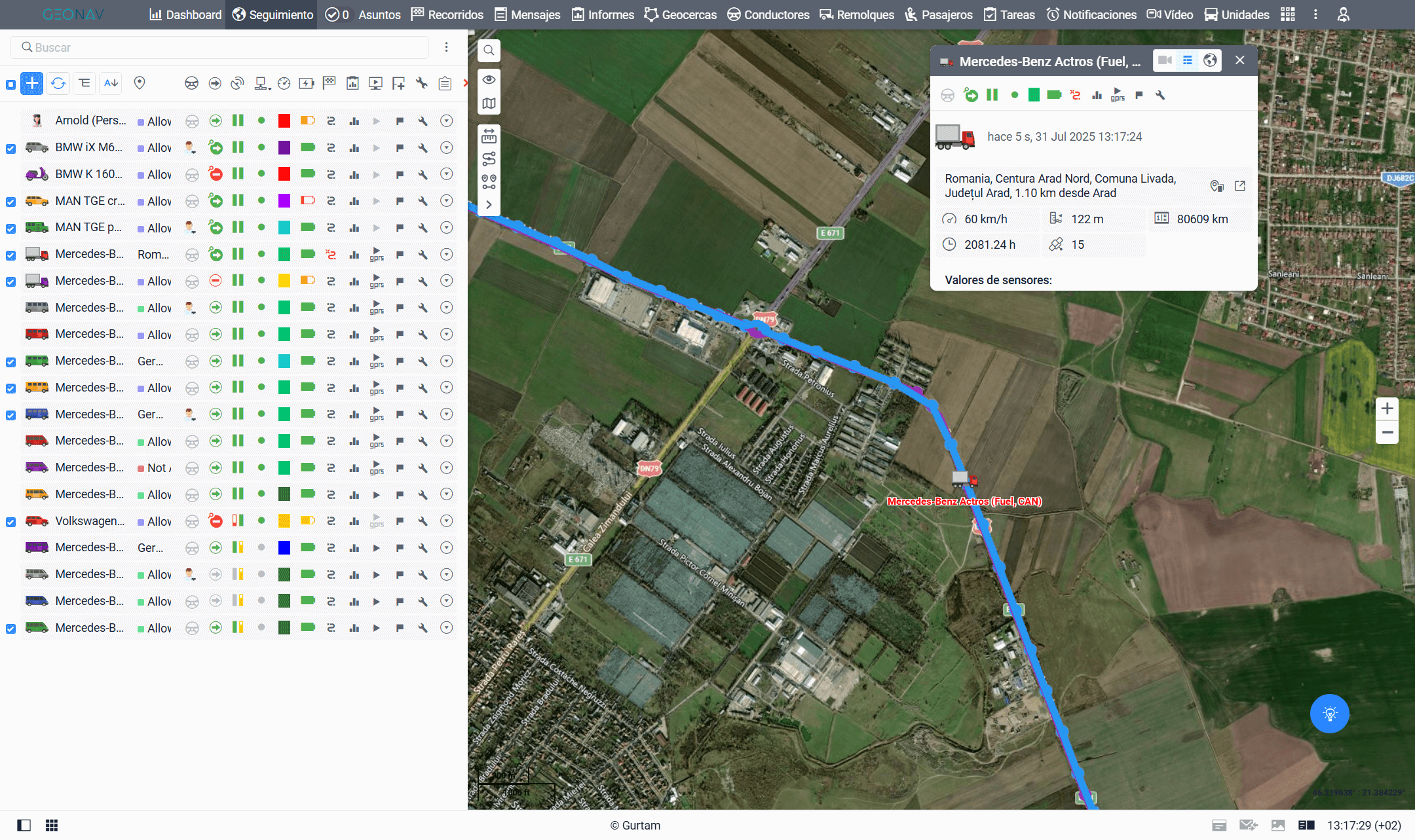 Rastreo de flotas en tiempo real
